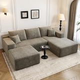 107.5"Cloud Modular Sectional Couch with 1 Ottoman,Modern Minimalist Upholstered Couches, Comfort U Shaped Sofa for Living Room,Deep Seat Corner Couch，No Assembly Required (Camel,Right Facing Chaise) Settab