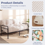 MAXYOYO 8" Futon Mattress Queen Size, Ultra Thick Futons Sofa Couch Bed Tufted Sleeper Sofa Bed, Floor Mattress for Adults, Shredded Foam Filling (Frame Not Included), Beige MAXYOYO