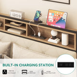 YITAHOME Queen Size Bed Frame, Platform Bed Frame with Charging Station, Upholstered Storage Headboard & Footboard Metal Slats Supports Mattress Foundation, No Box Spring Needed, Beige(No Drawers) YITAHOME