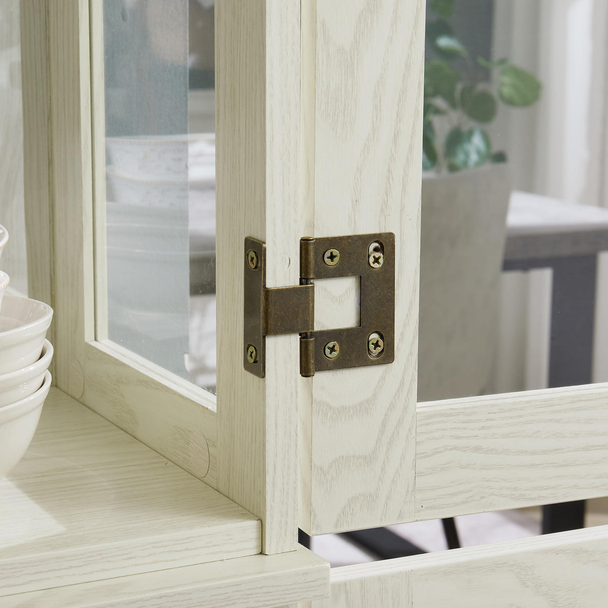 XUWANSHANG Curio Cabinet, Curiocabinet with Adjustable Glass Shelves, Lighted Curio Diapaly Cabinet,Farmhouse Curio Cabinets,Curiocabinets with Glass Doors,China Cabinet with 6 Shelves(Antique White) XUWANSHANG