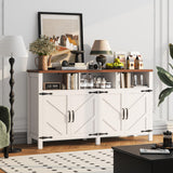 knoworld Buffet Sideboard with Storage Farmhouse with 4 Doors, 55'' Large Kitchen Storage Cabinet Wood Coffee Bar Cabinet Buffet Table with Shelves for Kitchen, Dining Room, Entryway knoworld