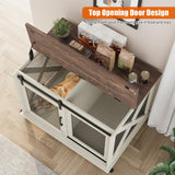 IDEALHOUSE 37'' Dog Crate Furniture Side End Table with Flip Top and Movable Divider, Wooden Dog Crate Table Large, Style Dog Kennel Side End Table, White IDEALHOUSE