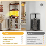 DWVO Corner Bar Cabinet with Glass Door & LED Lights, 72" Tall Farmhouse Liquor Cabinet Bar with Glass & Wine Holder, 6-Tiers Alcohol Cabinet for Dining Room, Living Room, Kitchen,White DWVO