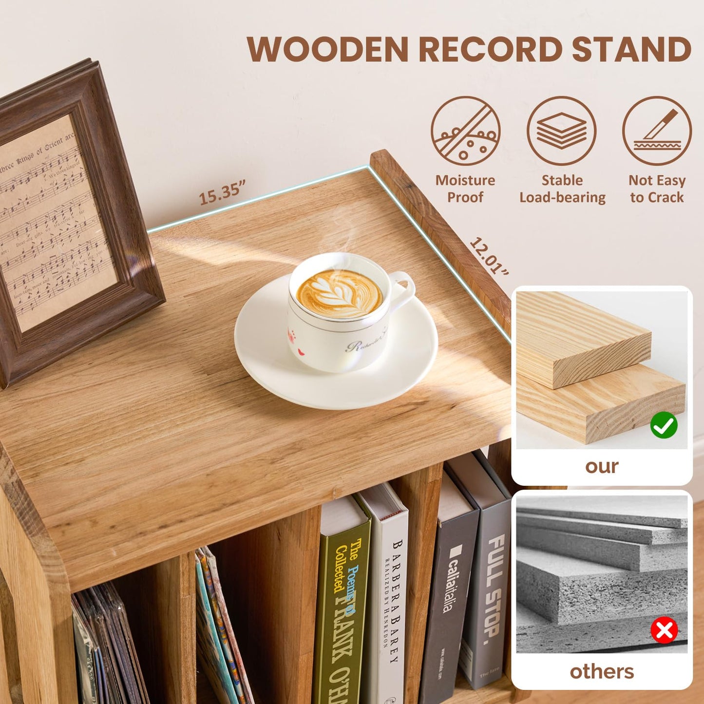 Arts wish Record Player Stand Solid Wood Turntable Stand with Vinyl Storage, Record Storage Holder with 4 Cabinet, Record Stand Table for Living Room Bedroom