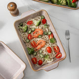 HVH 9x13 Baking Dish Set, Large Casserole Dishes for Oven, Ceramic Bakeware Set of 3, Baking Dishes for Casseroles 13 x 9, Rectangular Lasagne Pan Deep for Baking (Sand Color) HVH
