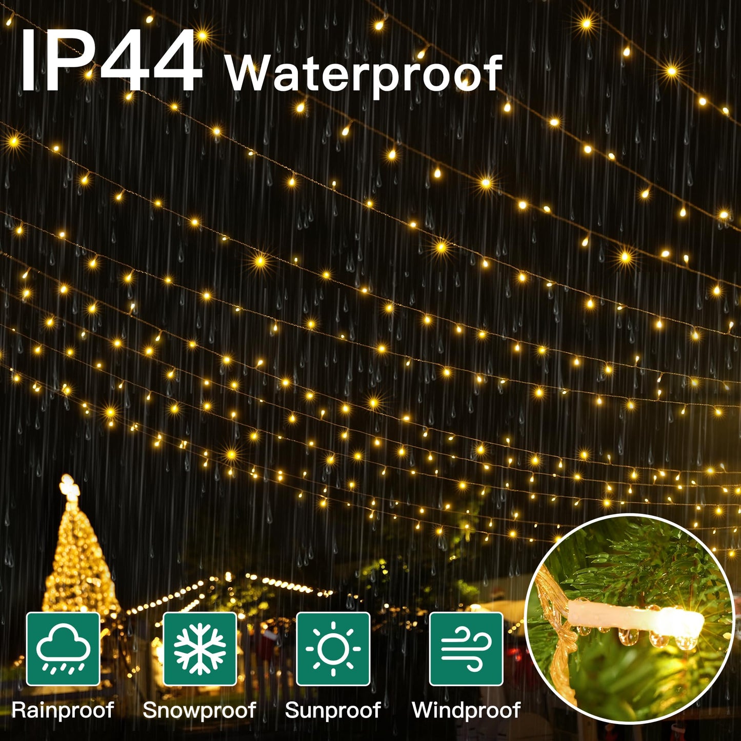 shineshine 1000LED 328FT Christmas Lights Outdoor Waterproof, Outdoor String Lights with Remote and Timer, Warm White Light with 8 Modes, LED String Lights for Xmas Party Home Holiday Decor