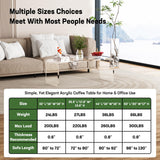 VDGPWA Premium Acrylic Coffee Table, 32" L*16" W *16" H, 3/5" Thick Clear Coffee Table for Living Room, Rectangle Lucite Coffee Table Modern Waterfall Coffee Table Acrylic Furniture VDGPWA