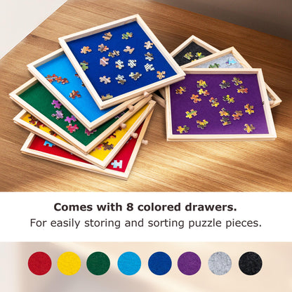 Tektalk 2000 Piece Foldable Puzzle Board with 8 Sorting Trays/Drawers, Jigsaw Puzzle Table with Cover, Storing for 2000, 1500, 1000, 500 Jigsaw Puzzle Pieces - WoodArtSupply