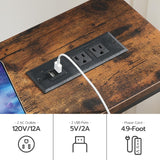 HOOBRO Rustic Brown and Black Console Table with Power Outlet and Shelves, 63" Multifunctional Sofa Table for Home Office and Entryway HOOBRO