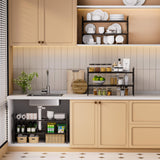 Under Sink Organizer and Storage 16.5"-30.7" Expandable Length, Adjustable Height Under Sink Shelf 2 Tier with 11" Removable ABS Panels & Metal Frame for Bathroom Kitchen Pantry Cabitnet Pot and Pan GEMWON