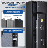 BlackSmith 6 Biometric Gun Safe Rifle 0.1s Quick Access Gun Safes for Home Rifle and Pistols Fingerprint Gun Cabinet Keypad with Separate Lockbox Door Panel Organizer Dual Alarm System BlackSmith