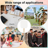 LOTMER 150 Pcs Church Fans Handheld Set, 100 Sheet Double Sided Paper Church Fans with 50 Pcs Wavy Wooden Sticks, Double Sided Paper Church Fans for DIY Crafting Painting (6.5X7.25in) LOTMER