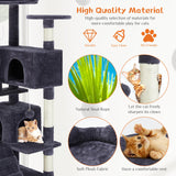 Sweetcrispy 54-Inch Cat Tree Tower – Multi-Level with Sisal Scratching Post, Perfect Pet Gift, Indoor Condo with Climbing Ladder, Plush Toy, and More Animal Stuff, Grey Sweetcrispy