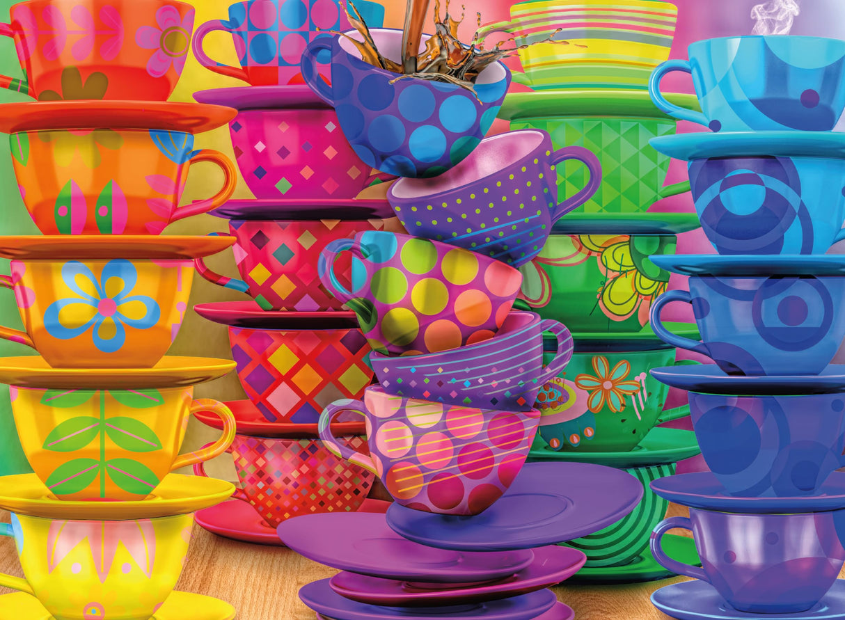 Ceaco – Rainbow Teacups - 300 Piece Jigsaw Space Saver Puzzle – Puzzles for Smaller Spaces and Surfaces Ceaco