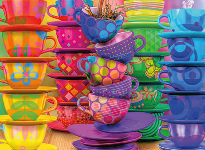 Ceaco – Rainbow Teacups - 300 Piece Jigsaw Space Saver Puzzle – Puzzles for Smaller Spaces and Surfaces