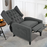 Vaztrlus Gray Manual Recliner Chair with Foldable Side Table USB Charger Wingback Tufted, Wall Hugger Recliners for Small Spaces, Living Room, Bedroom Inexpensive Lazy Boy Style Recliner Vaztrlus