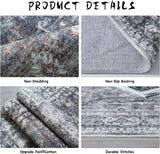 Runner Rug Hallway Runner Rug Washable Kitchen Runner Rugs with Rubber Backing 2'6''x8' 100% Polyester Vintage Rug for Entryway Indoor, Kitchen, Laundry, Bedroom (Grey and Brown) Rugcomf