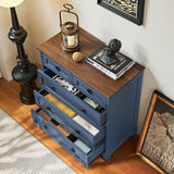 Joaxswe Farmhouse 5 Drawer Dresser for Bedroom, 33.2" Tall Small Dressers & Chest of Drawers, Rustic Wood Dresser with Metal Handle, Storage Organizer Closet for Living Room, Hallway, Entryway Joaxswe