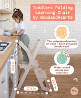 Woodandhearts toddler tower, Made in EU, toddler tower, toddler stool, foldable toddler tower, toddler standing tower, toddler stool for kitchen, toddler tower foldable (Ladder) Wood And Hearts