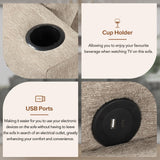 Merax Modern 109.8" L-Shaped Couch Sectional Sofa with Storage Chaise,Cup Holder and USB Ports for Living Room Beige Merax