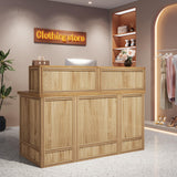 Tribesigns Reception Desk with Counter, 57-Inch Rustic Front Receptionist Table, Boho Welcome Desk Checkout Counter for Office, Retail, Lobby, Beauty Salon (Oak) Tribesigns