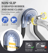 OMAIRA Shower Caddy Hanging with Soap Scrub Holder, Stainless Steel Adjustable No Drilling Non-Slip Large Capacity Sturdy Over Shower Head Shower Organizer Inside Shelves Bathroom Storage Rack, Black OMAIRA