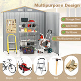 Goplus 6' x 4' Woodgrain Outdoor Storage Shed, Galvanized Metal Tool House Organizer w/ 4 Vents, Lockable Doors, Waterproof Garden Sheds & Outdoor Storage for Backyard, Lawn, Patio, Natural Goplus