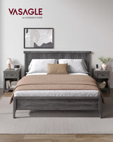 VASAGLE LIRY Collection - Farmhouse Nightstands with Charging Station, Set of 2 Bedside Tables, Side Tables with Drawer, Open Compartment, for Bedroom, Misty Gray ULET859G01 VASAGLE