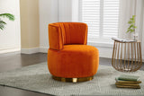 SLEERWAY 360° Swivel Barrel Chair Set of 2, Modern Velvet Round Accent Chair, Comfy Upholstered Small Armchair with Gold Metal Base for Living Room Bedroom Nursery Office Sillas para Sala, Orange SLEERWAY