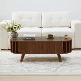 Janmer Home 47.3" Lift Top Coffee Table with Hidden Storage, Small End Table with Curved Edge Design, Oval Center Table with Lift Tabletop for Living Room, Office (Walnut) Janmer Home