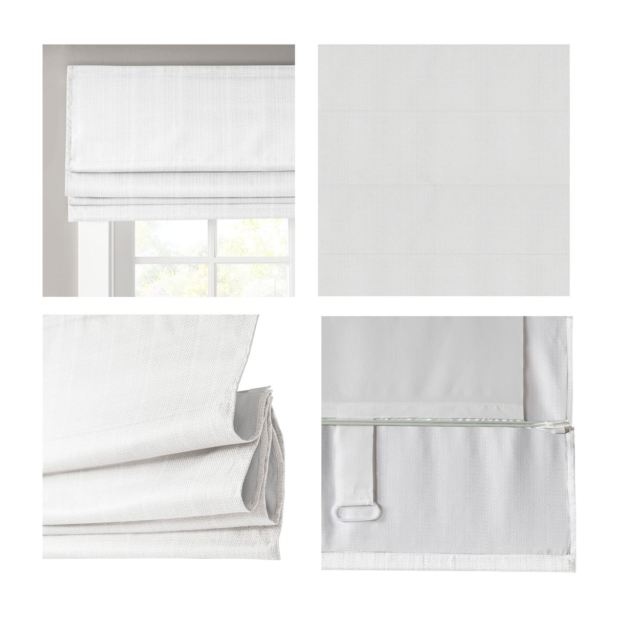 Madison Park Galen Cordless Roman Shades - Fabric Privacy Single Panel Darkening, Energy Efficient, Thermal Insulated Window Blind Treatment, for Bedroom, Living Room Decor, 33" x 64", White Madison Park