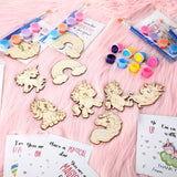 Leinuosen 28 Sets Unicorn Party Favors Wood Painting Craft Kits with Art Supplies and Inspirational Cards Thank You for Coming Gifts for Summer Birthday Party Goodie Bag DIY Prizes Leinuosen