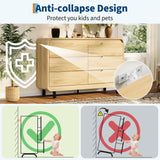 6 Drawers Dresser for Bedroom & Nursery, Modern Dresser with Safe Rounded Corners & Hidden Handles,Wooden Dresser Chest with Heavy Duty Anti-Tip Structure, Wide Storage Cabinet for Living Room GarveeHome