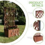 SPECRAFT 2 Pack Wood Planter with Trellis, 35.4x17.7x72 Inch Raised Garden Bed, 1.6Ft Deep Large Planter Box for Outdoor Gardening, Vegetables, and Climbing Plants SPECRAFT