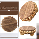 2 Pcs Wooden Risers for Displays Round Wood Riser Distressed Wood Risers Farmhouse Pedestal Display Stand Rustic Pedestal Stand Decor Beaded Display Risers for Tiered Trays Home (Brown, 3.94 Inch) Yookeer