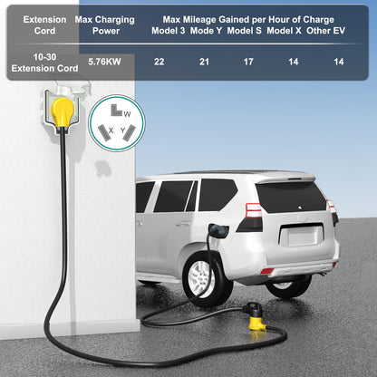 Strightinc 10FT 3 Prong Dryer 30A 10-30P to 10-30R / EV Extension Cord Level 2 EV Charging Model 3/X/Y/S 125V/250V STW 10 Gauge Heavy Duty Extension Cord Yellow Plug - WoodArtSupply