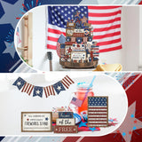 Seeloowy 26 Pcs 4th of July Patriotic Tiered Tray Decoration Independence Day USA Flag Wood Signs Rustic Wooden Tiered Tray Decorations for Labor Day Memorial Day Home Party (Cute Style) Seeloowy