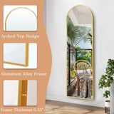 GlasFlength 58"x18" Arched Full Length Mirror, Elegant Full Body Mirror with Stand for Bedroom & Cloakroom, Gold GlasFlength