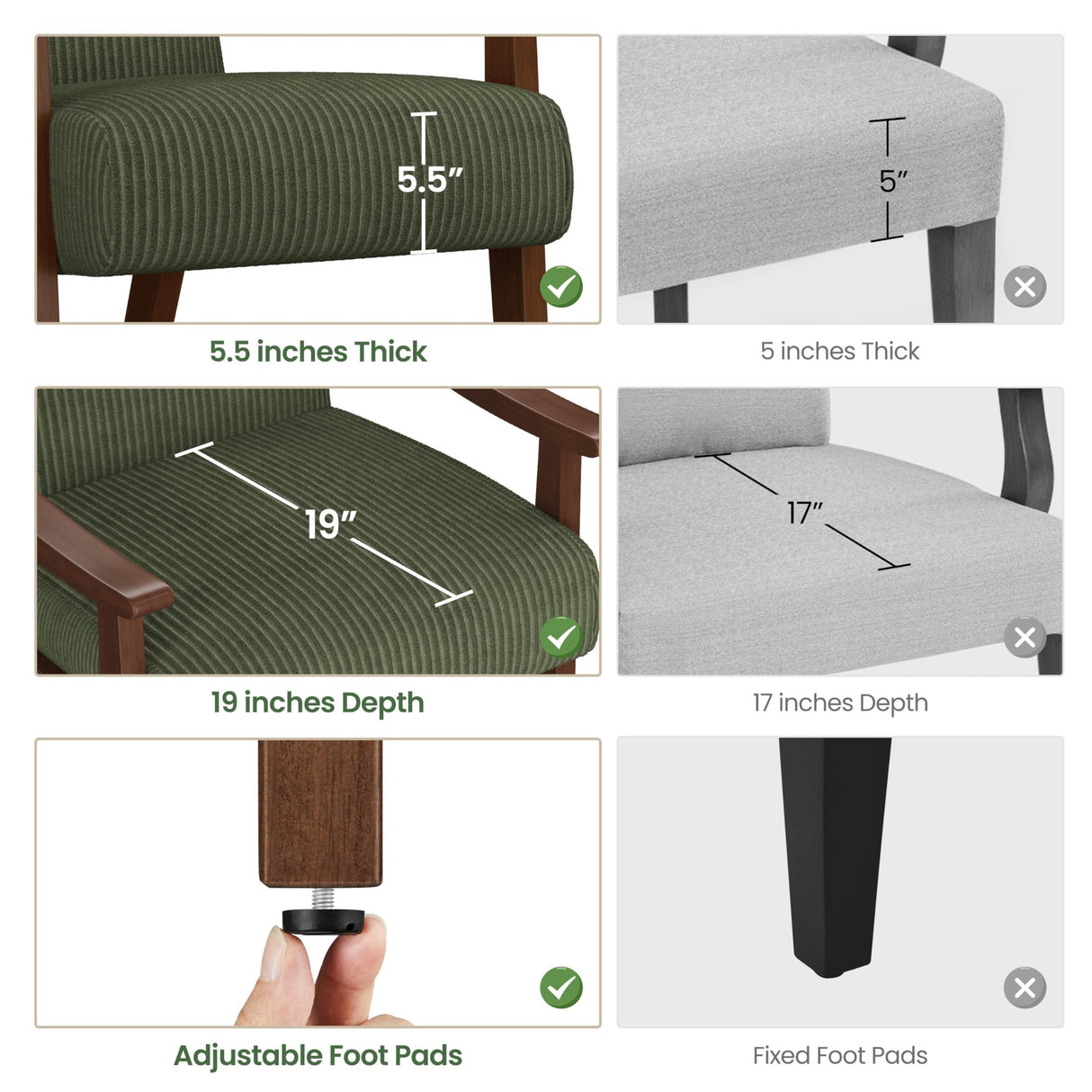 Yaheetech Corduroy Accent Chair, Mid-Century Modern Armchair with Solid Wood Legs, Reading Leisure Chair with High Back for Living Room Bedroom Waiting Room Dark Green Yaheetech