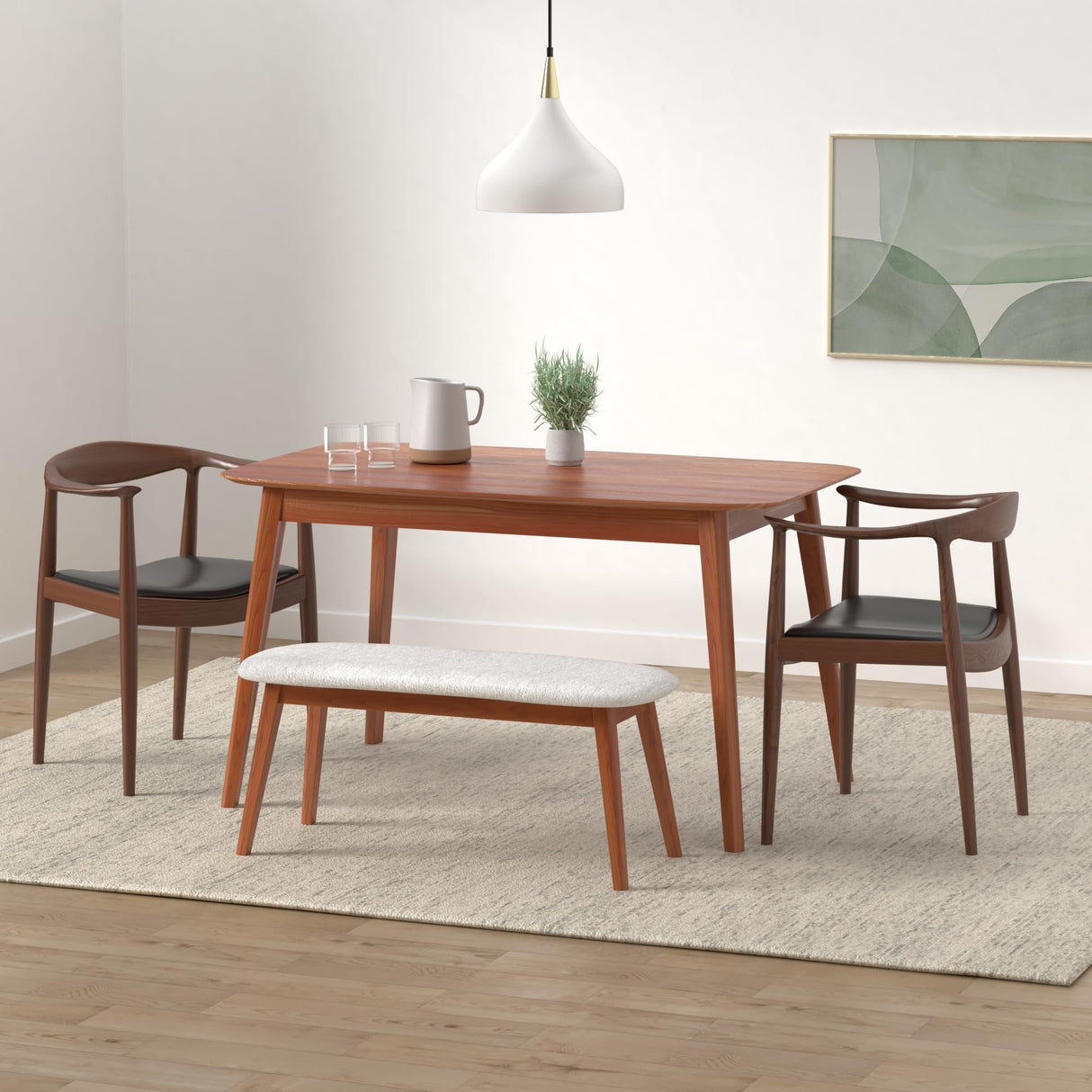 Forsho Kennedy Armchair Upholstered Dining Chair, Presidential Mid-Century Modern Accent Chair in Walnut Forsho