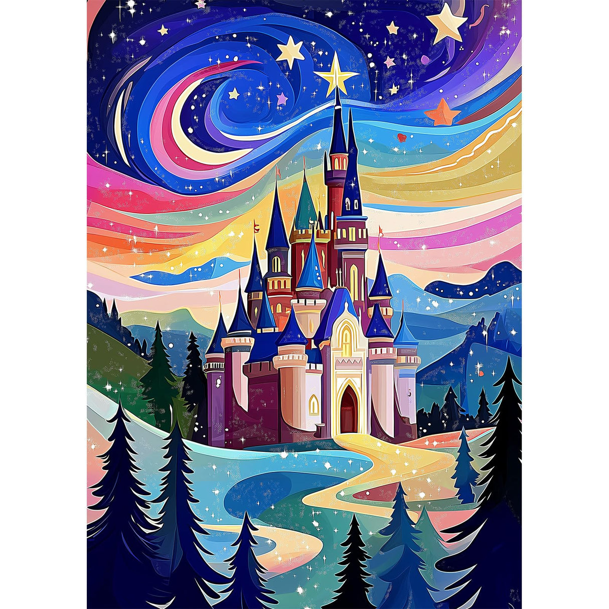 HEIBAGO Diamond Painting Kits for Adults, Rainbow Castle Diamond Art Kits for Beginners, DIY Full Drill Paint with Diamond, 5D Diamond Painting Dots Art Kits for Gift Home Wall Decor 12x16 Inch HEIBAGO