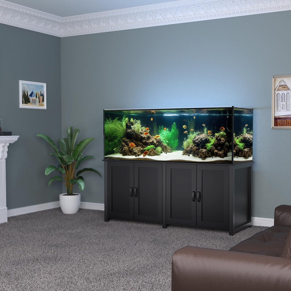 GDLF 100-150 Gallon Fish Tank Stand, 120 Gallon Tank Stand with 60"*24" Tabletop Fits 100/120/150 Gallon Aquariums,2200LBS Capacity Heavy Duty (Stand Only) GDLF