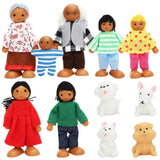 ONEST 11 Pieces Wooden Dollhouse Family Set Mini People Figures Sets Dollhouse Dolls Wooden Doll Family Pretend Play Figures Accessories for Pretend Dollhouse Toy ONEST