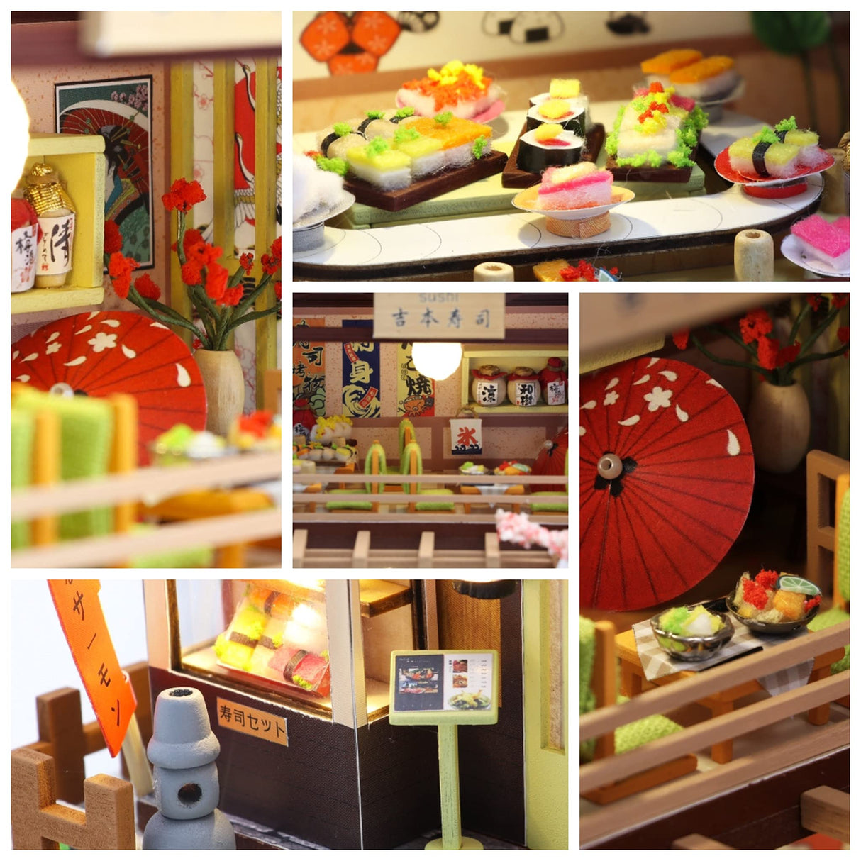 DIY Dollhouse Miniature Wooden Furniture Kit, Doll House Kit with Dust Proof Cover and Music Box, Mini Handmade Wooden Dollhouse Toys for Adult Gift (M2011) Lannso