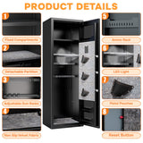 8-12 Fingerprint Gun Safe for Rifles and Pistols,No Assembly Required,Gun Safes for Rifle and Password Lock, Gun Cabinet for Home with Adjustable Shelves Metallitrend