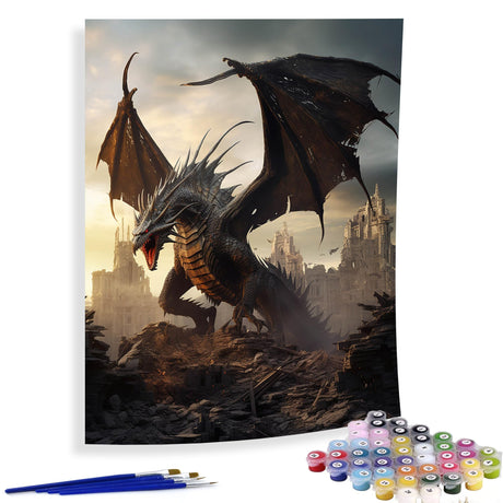Diymood Paint by Numbers for Adults Dragon, DIY Oil Painting Mythological Acrylic Paint by Number Kits for Adults Beginner for Home Wall Decor 16x20 inch Diymood