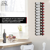 Luxinova Wine Rack Wall Mounted, Premium Black 12 Bottle Wall Wine Rack, Metal Wine Rack for Wine Display, Wall Racks for Wine Storage, Hanging Wine Shelf for Home Bar, All Mounting Hardware Included Luxinova