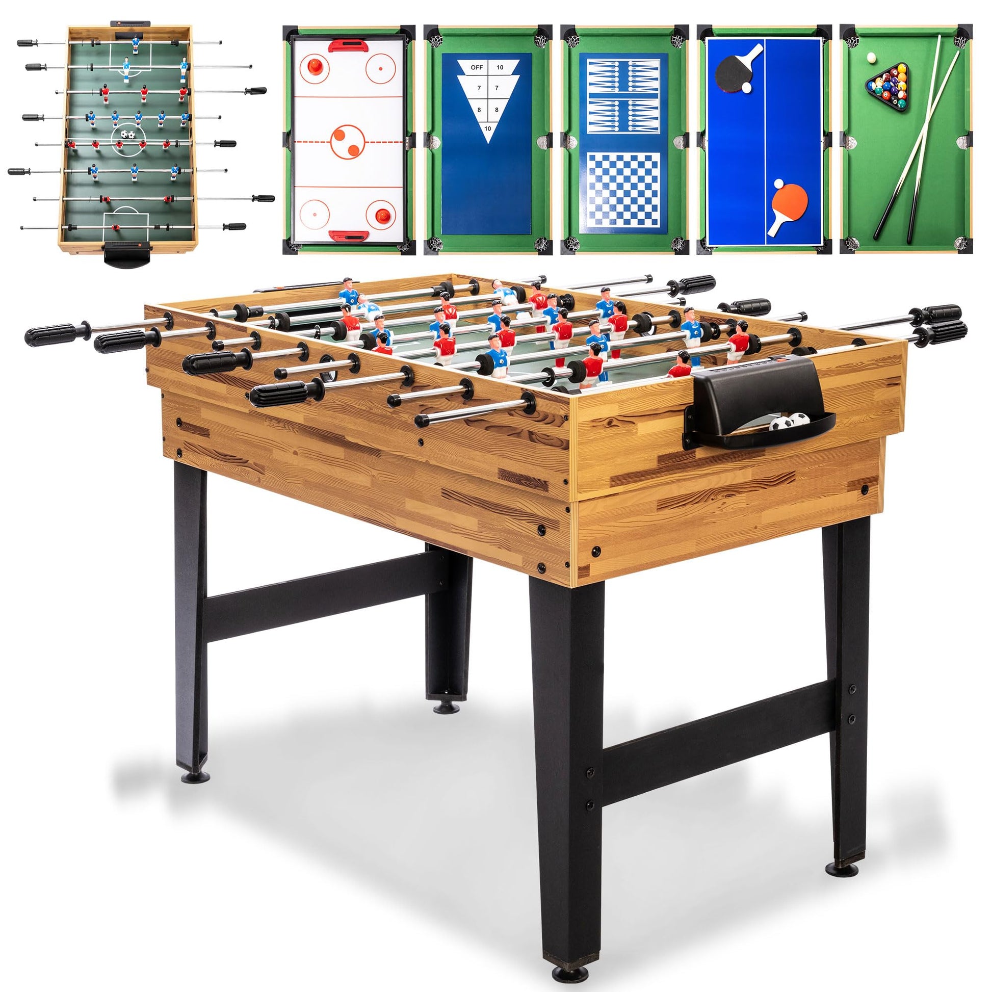 Sulives 2x4ft 13-in-1 Combo Game Table Set for Home,Combination Tables for Game Room, Friends & Family w/Hockey, Football, Billiards, Ping Pong, Shuffleboard, Chess, Checkers, Backgammon, Rin - WoodArtSupply