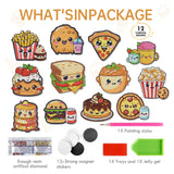 INCOK Refrigerator Diamond Art Magnets - 12 PCS DIY Diamond Painting Fridge Magnets with Cute Hamburg Fries Pizza Popcorn Sandwich Cake Pattern Fast Food Home Decors Birthday Gift for Adults Beginners INCOK