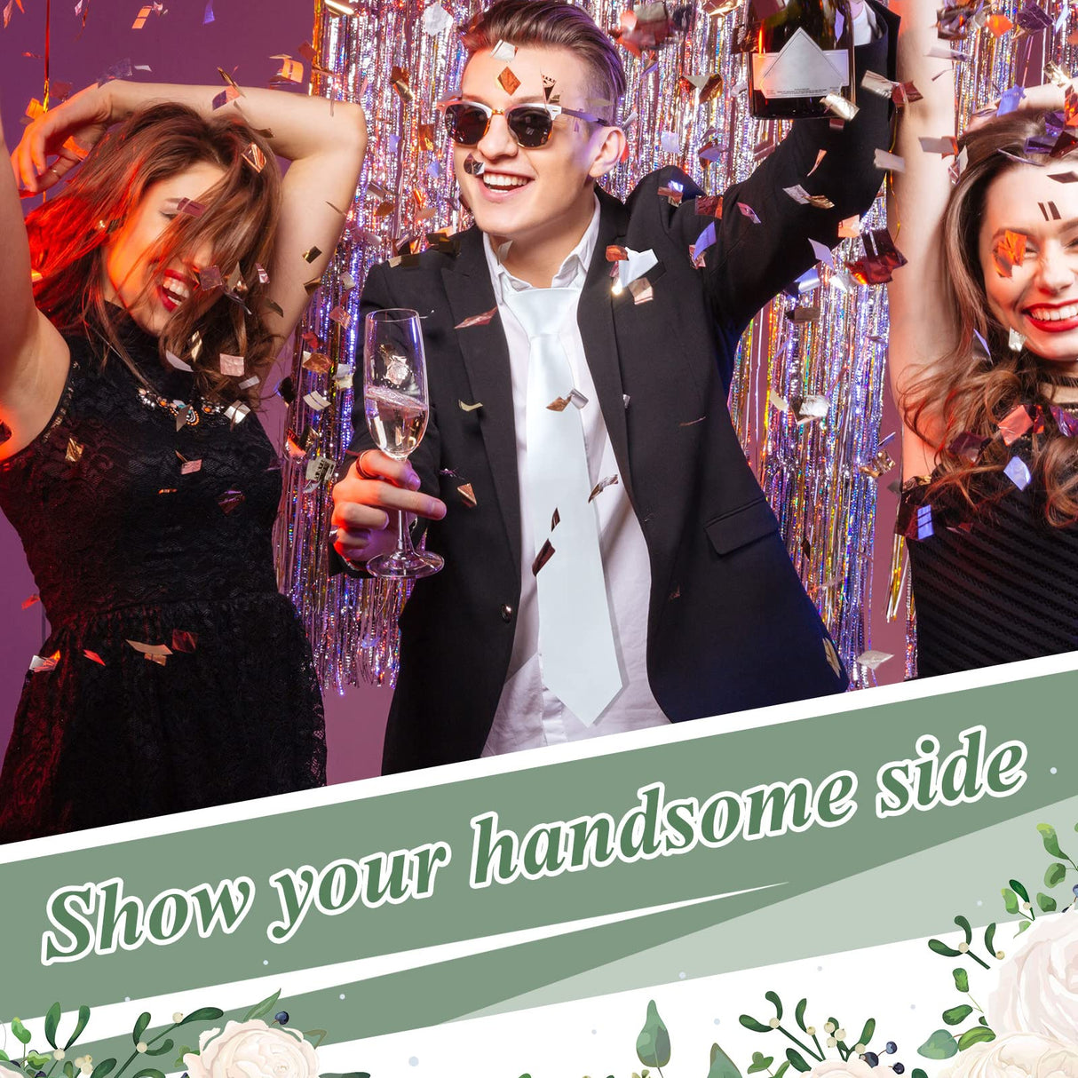 12 Pcs Sublimation White Ties Set for Men with Pocket Square Solid White Blank Necktie Men's Plain Satin Tie Pure Color Polyester Tie Heat Transfer Neckwear for Wedding Party Formal Occasion 57 Inch Sintuff